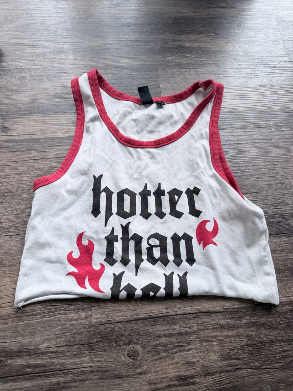 Windsor White Crop Tank with Red Trim